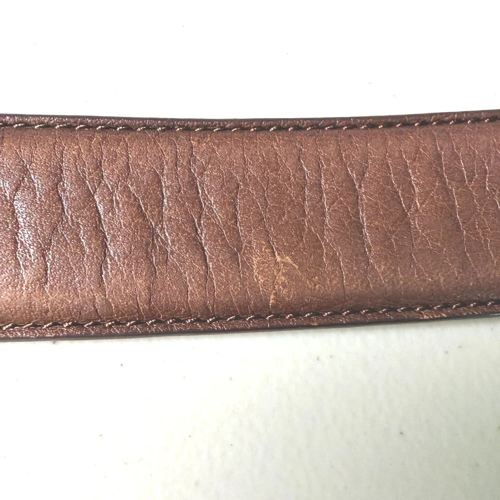 Polo Ralph Lauren Leather Belt 34 Brown Solid Brass Buckle Classic Mens